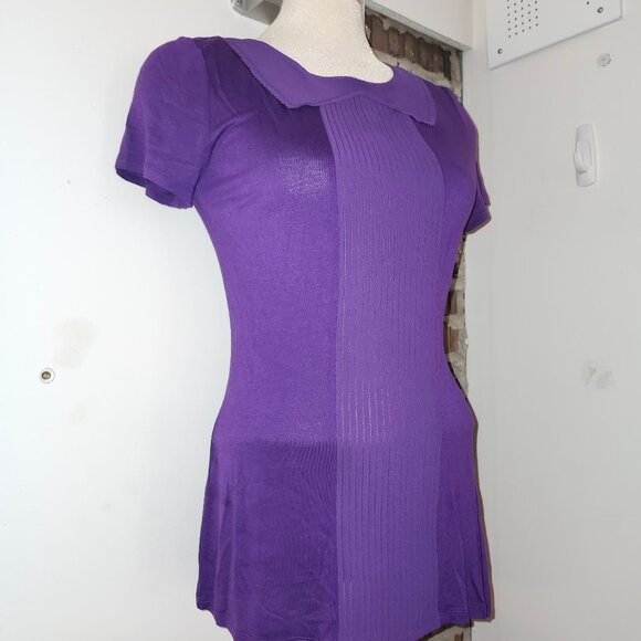 Ted Baker Purple Pleated Top Keyhold Button Size 3 M Medium - Picture 3 of 7
